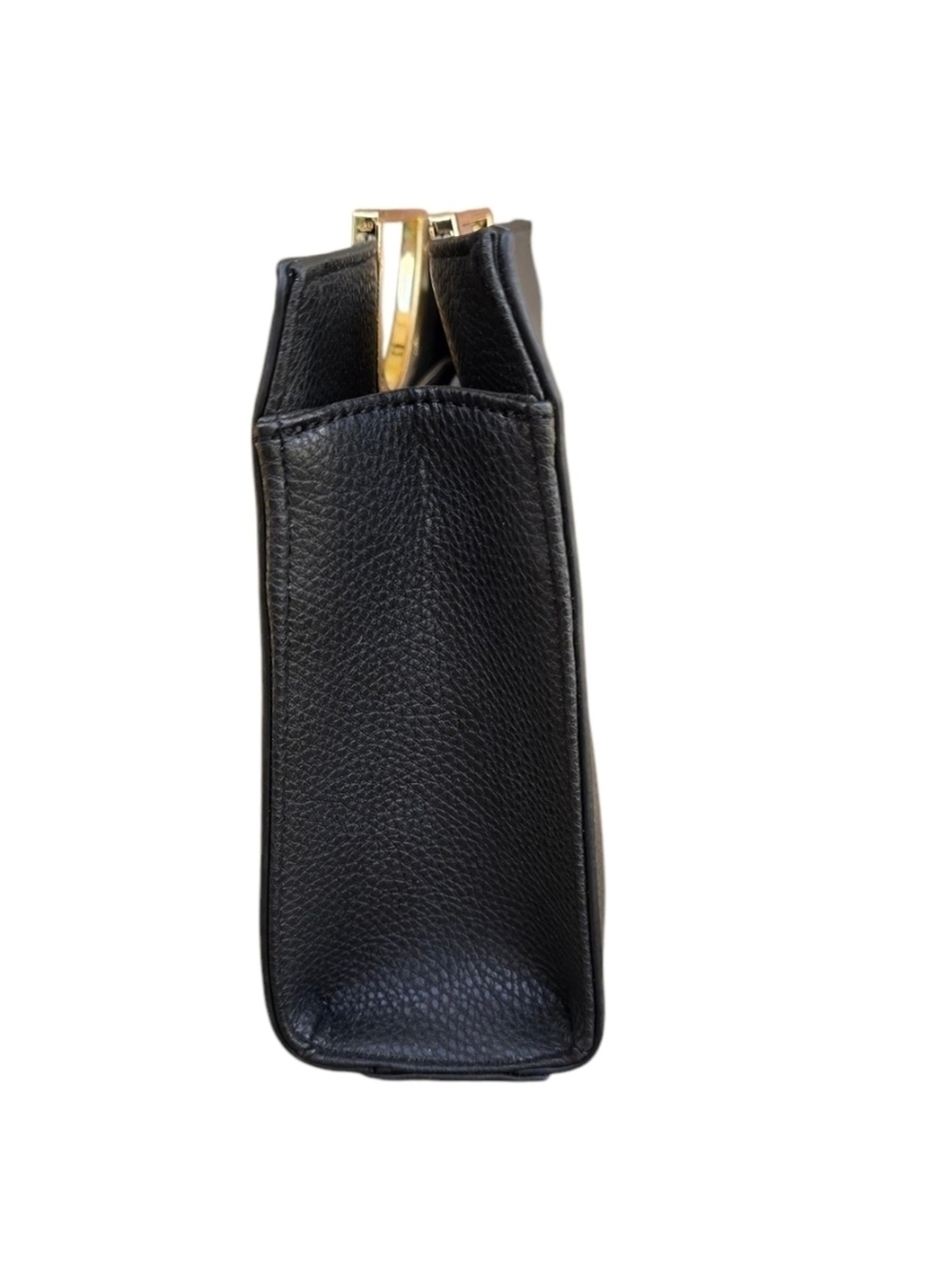 Womens Black Leather Clutch Gold Accents Purse Shoulder Bag Crossbody Evening - Picture 2 of 10